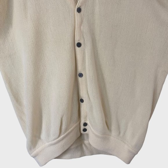 Vintage IZOD V-Neck Button-Front Golf Cardigan Mens XL Cream Long-Sleeve Sweater - Picture 6 of 11